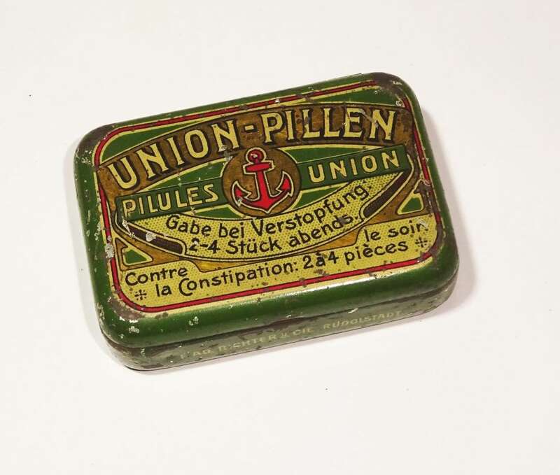 Union Pillen Blechdose Richter u Cie Rudolstadtmit Grammophon Nadeln Dose 