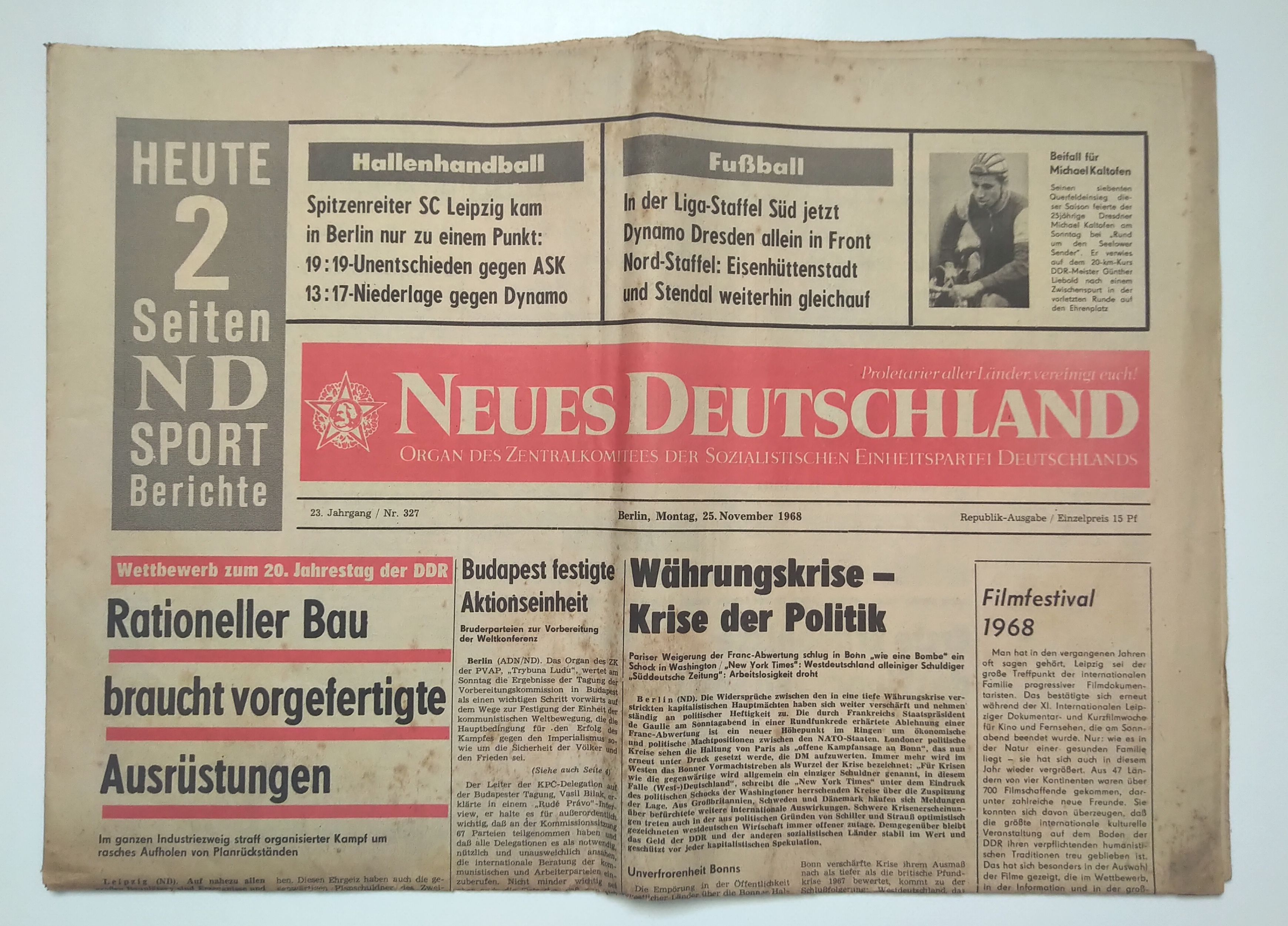 Neues Deutschland Nr 327 DDR Zeitung Fußball Dynamo Dresden
