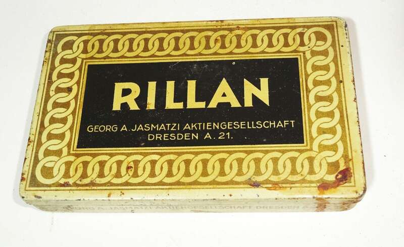Rillan Georg A Jasmatzi Dresden Zigarettendose Blechdose Metalldose 