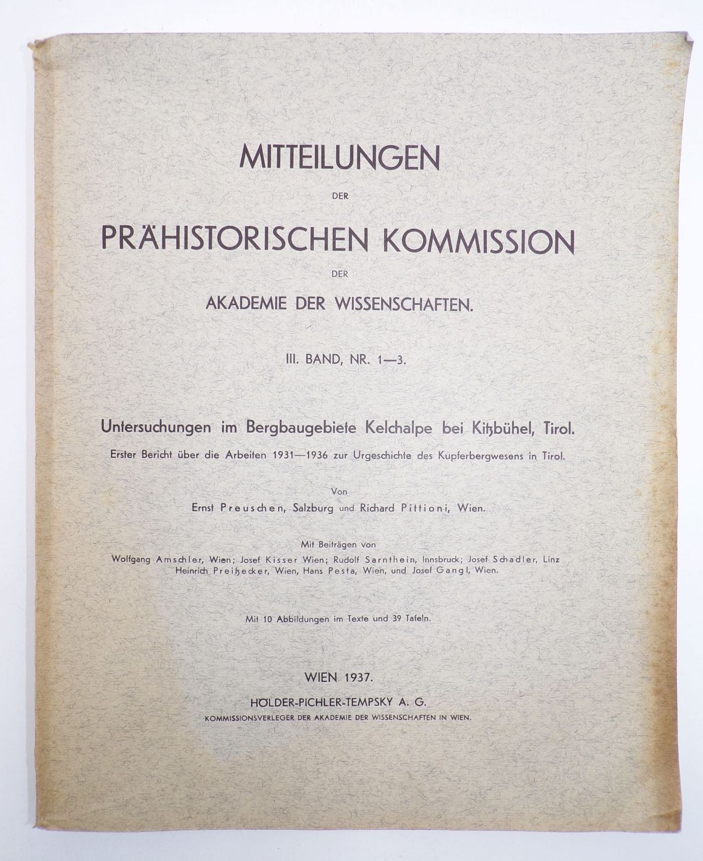 Mitteilungen des prähistorischen Kommission der Akademie der Wissenschaften 