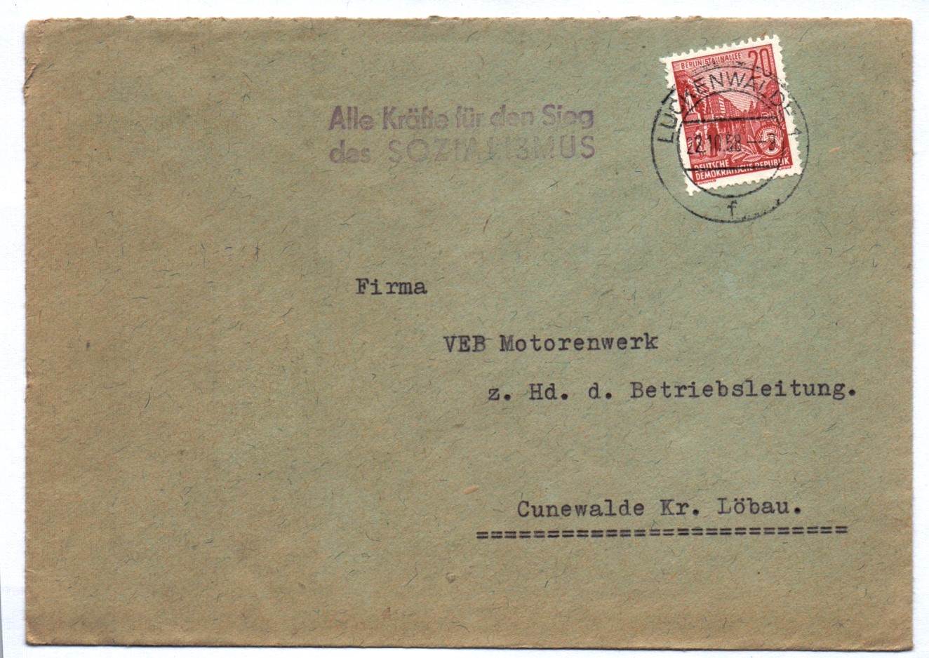 Brief 1958 DDR Propaganda Stempel