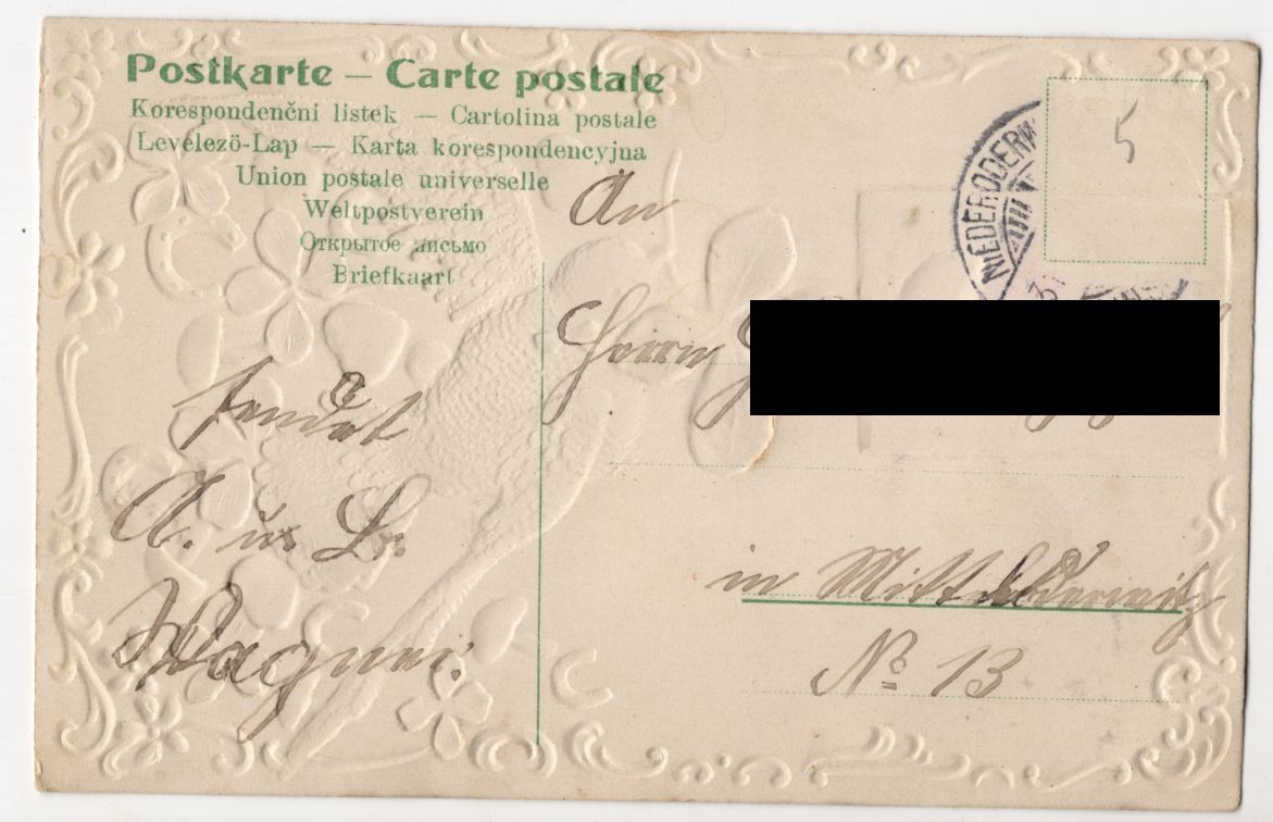 Litho Ak Taube mit Glücksklee Seide Fliegenpilzen Neujahr stark geprägt Litho Ak Taube mit Glücksklee Seide Fliegenpilzen Neujahr stark geprägt