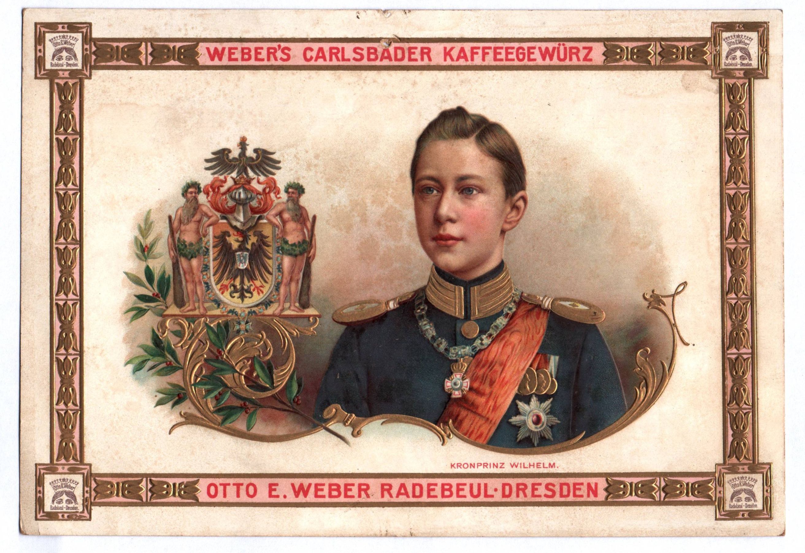 Sammelbild Kronprinz Wilhelm Weber Radebeul Dresden um 1905 gold geprägt 
