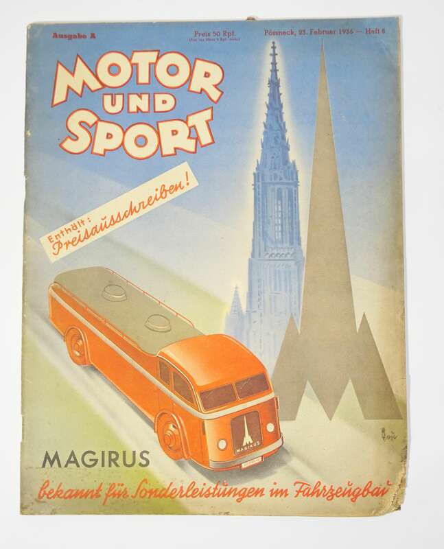 Motor und Sport Heft Heft 8  1936 Magirus Adler Ardie BMW 