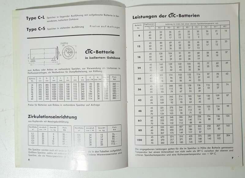 Reklame Heft CTC Wärmespeicher Speicherkessel 1936/37 Berlin Sanitär Installateur 