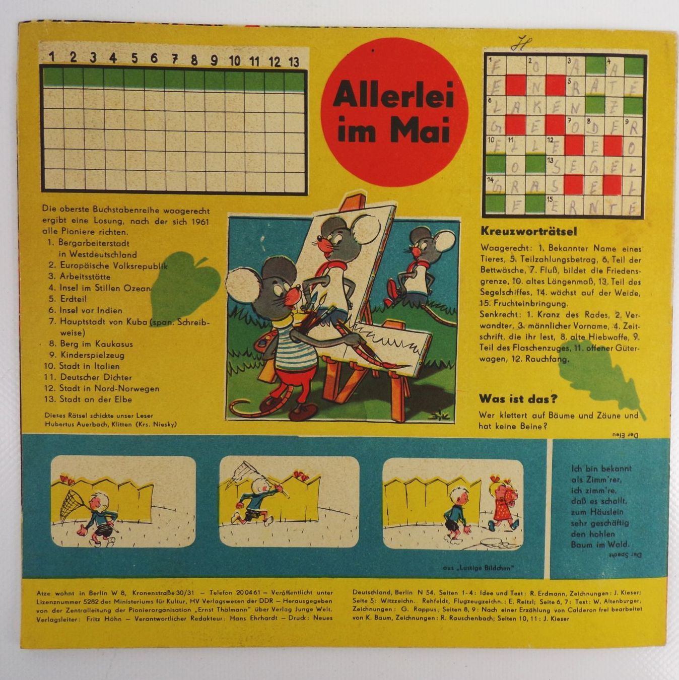 Atze Jahrgang 1961 Nummer 5 Kinder DDR Zeitschrift Pioniertreffen