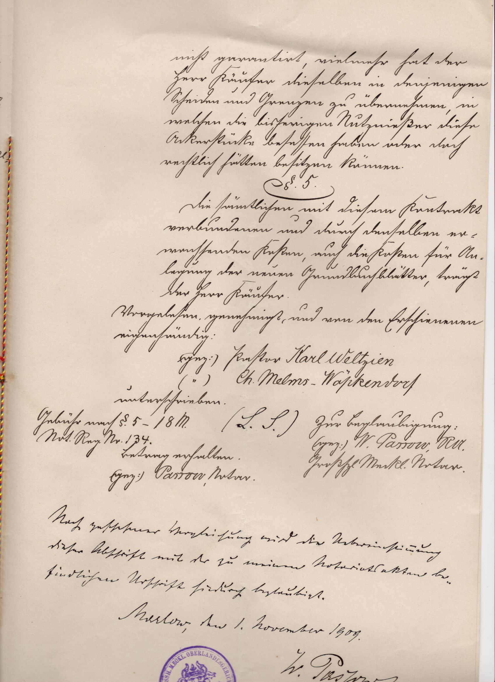 Autograph Friedrich Franz Großherzog von Mecklenburg 1910