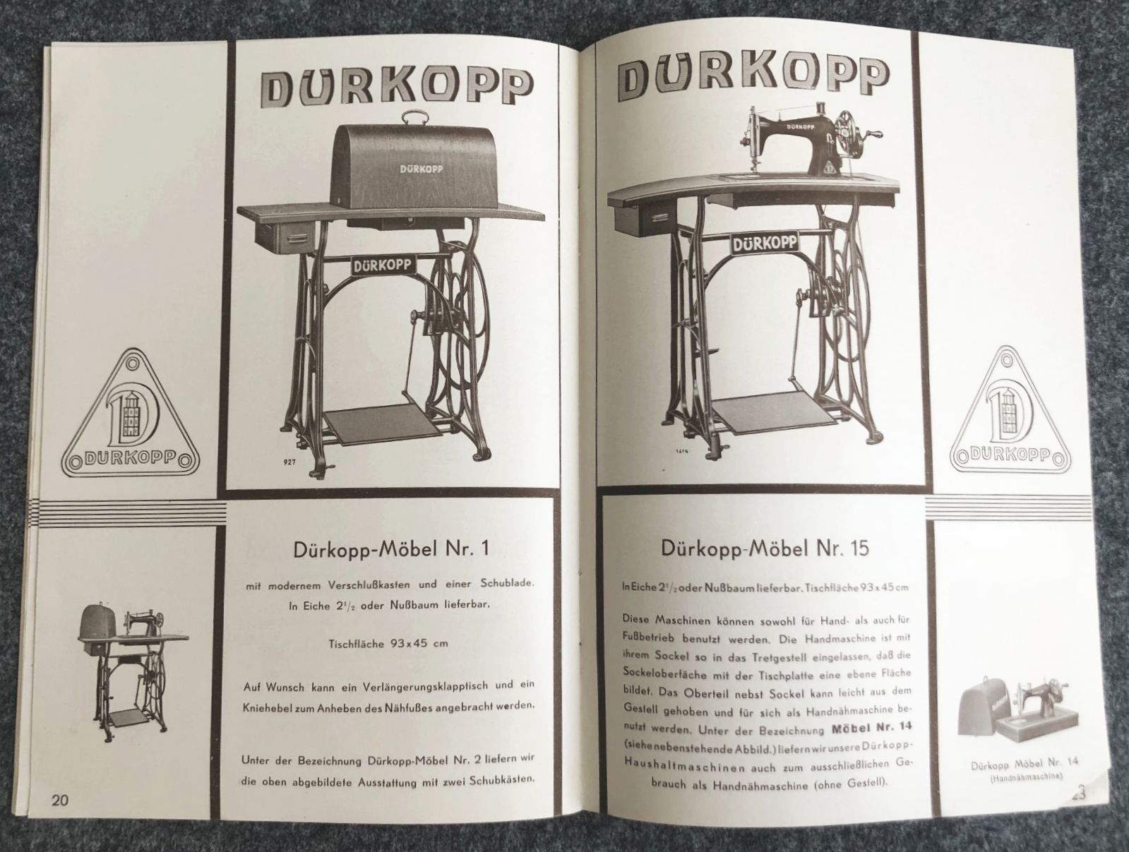Alte Broschüre Dürkopp Nähmaschinen Heft Modelle Katalog Möbel