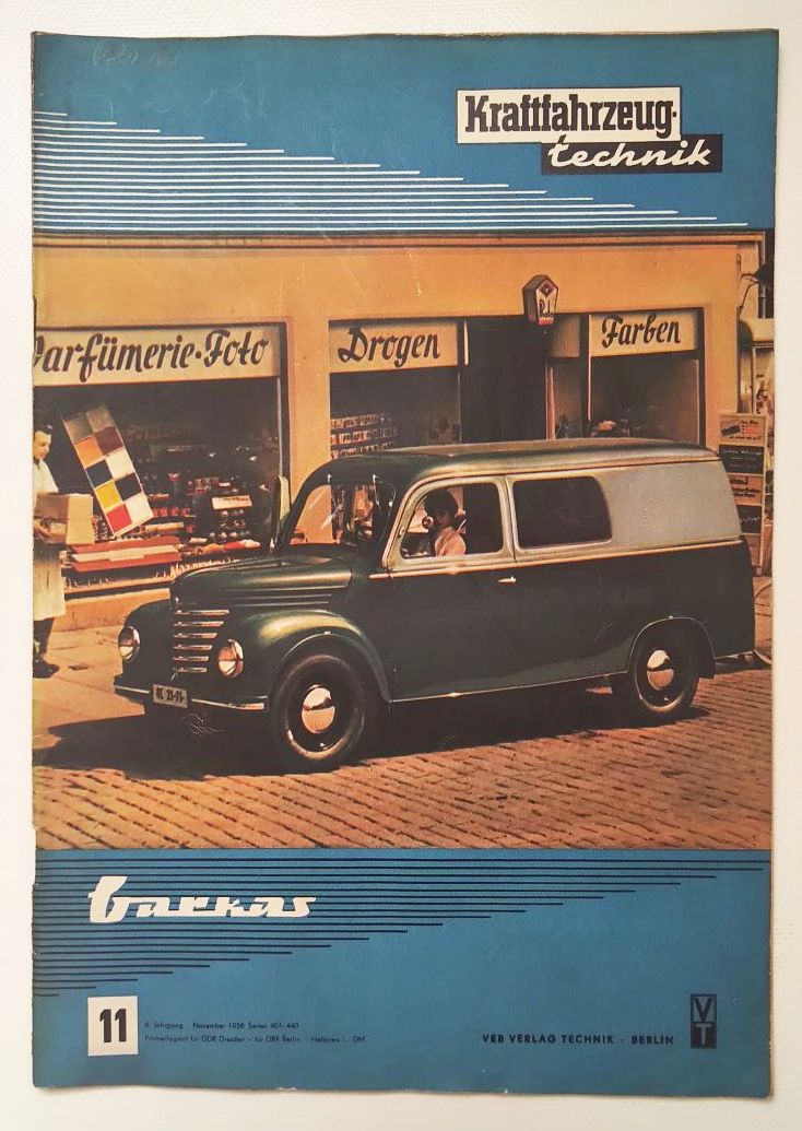 Kraftfahrzeugtechnik DDR Nr 11 Barkas Transporter 1958 KFT