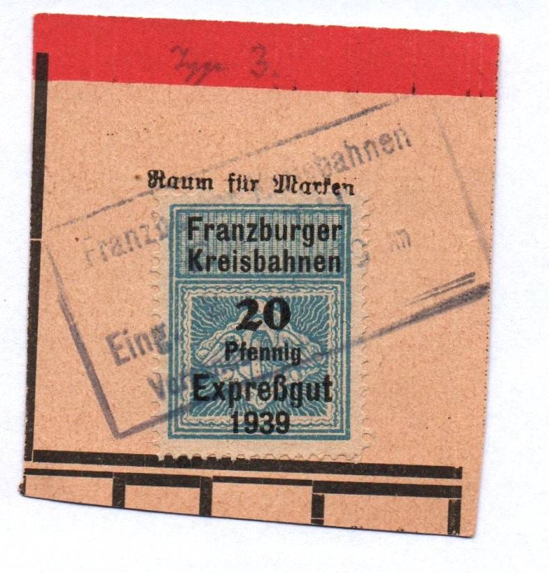 Lot alte Frachtbrief Marken Franzburger Kreisbahnen Expreßgut Schmalspur Lot alte Frachtbrief Marken Franzburger Kreisbahnen Expreßgut Schmalspur