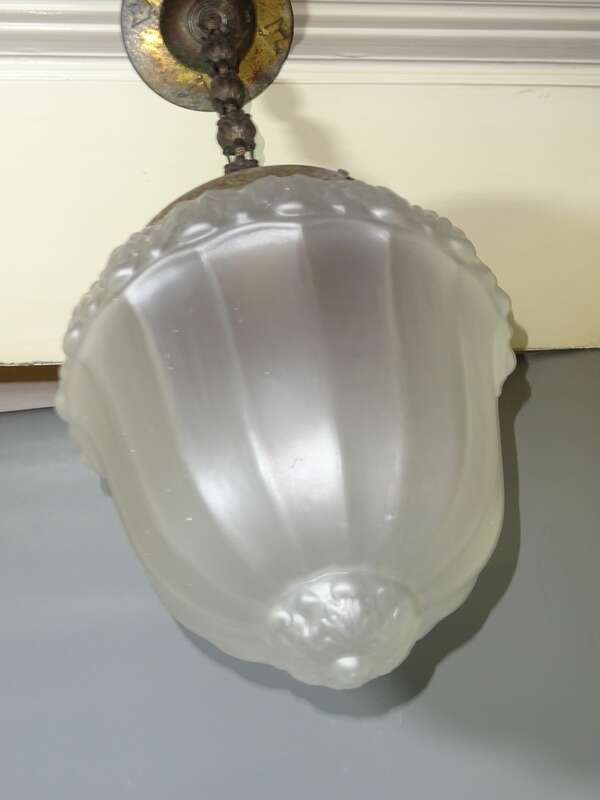 Jugendstil Hängelampe Pendellampe Messing Glas um 1900 