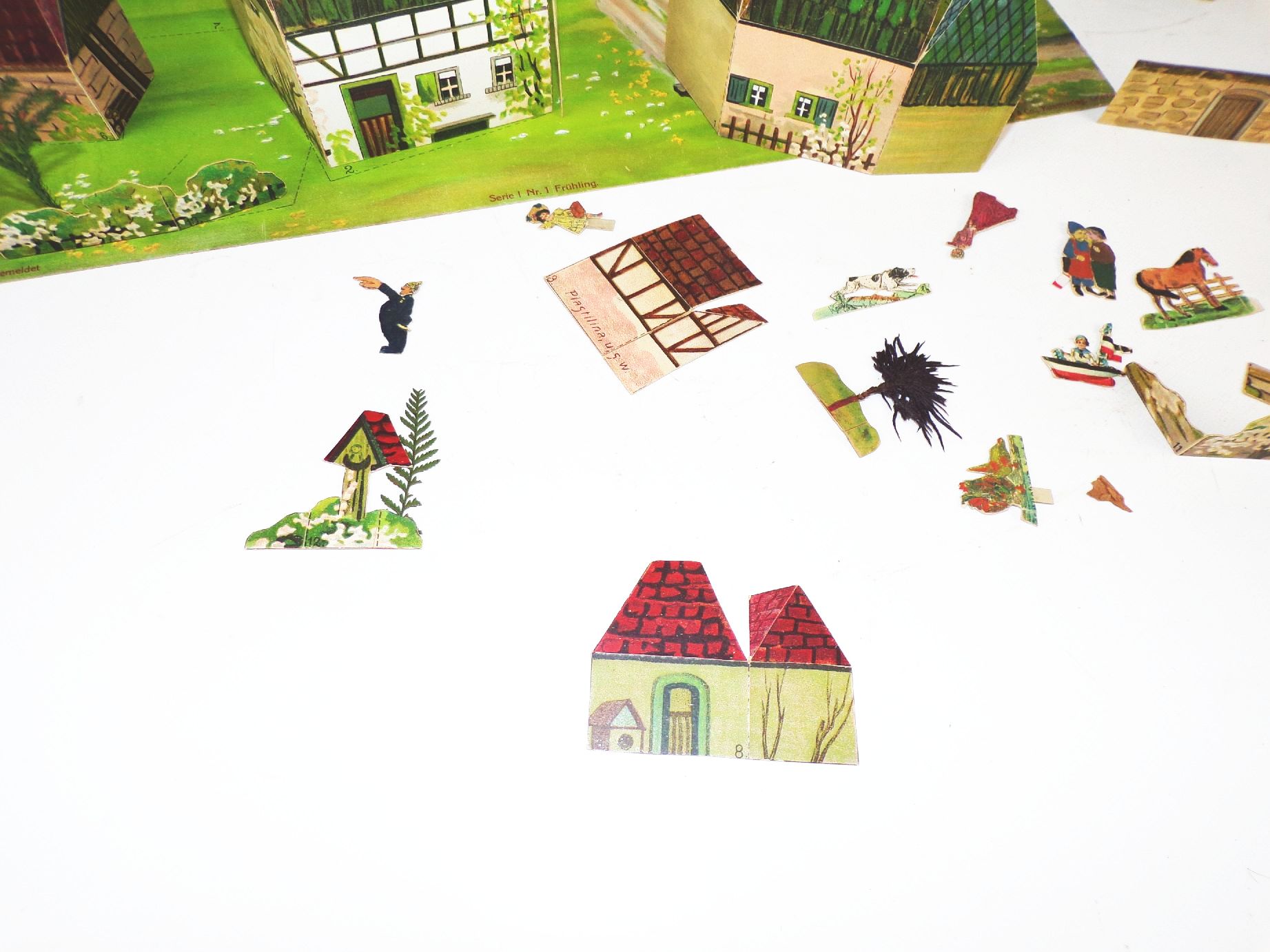 Diorama Frühling Heimatliche Baukunst Gustav Meyer Leipzig 1910 er Lehrmittel 