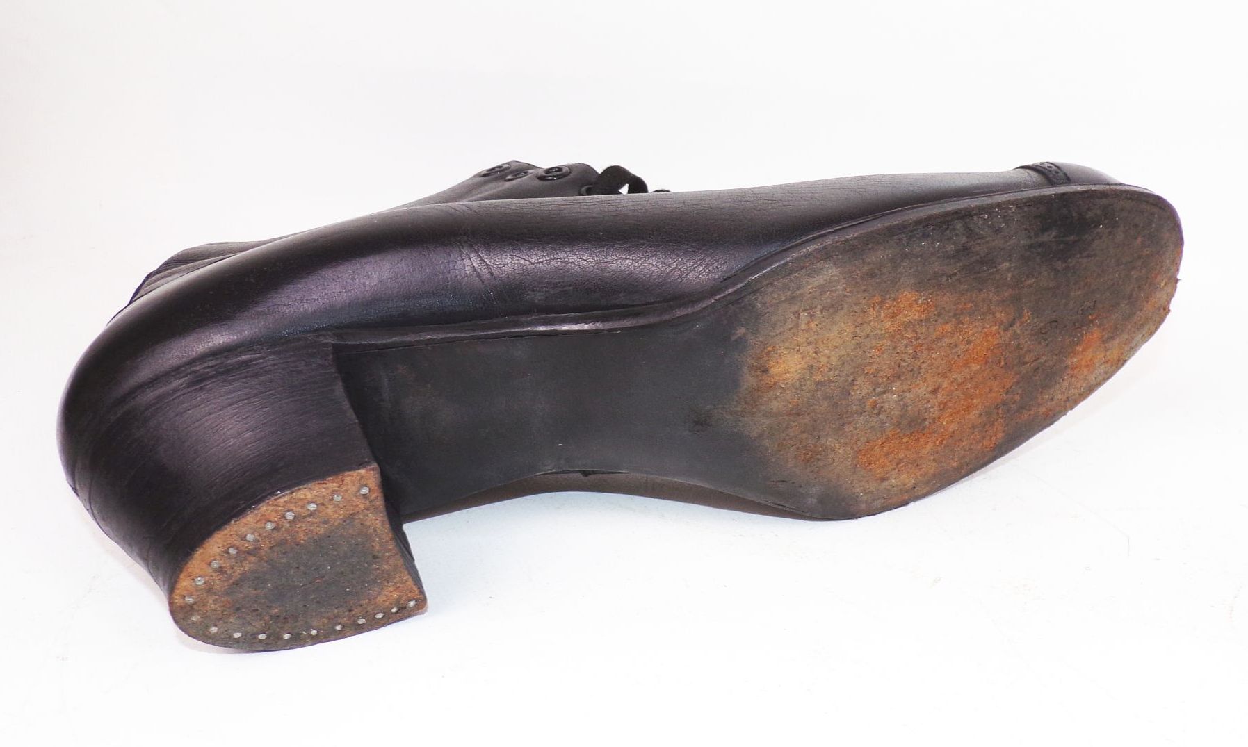 Alte BDM Stiefel Leder Schnürschuhe Gr 39 schwarz 1930er Hauptstiefel