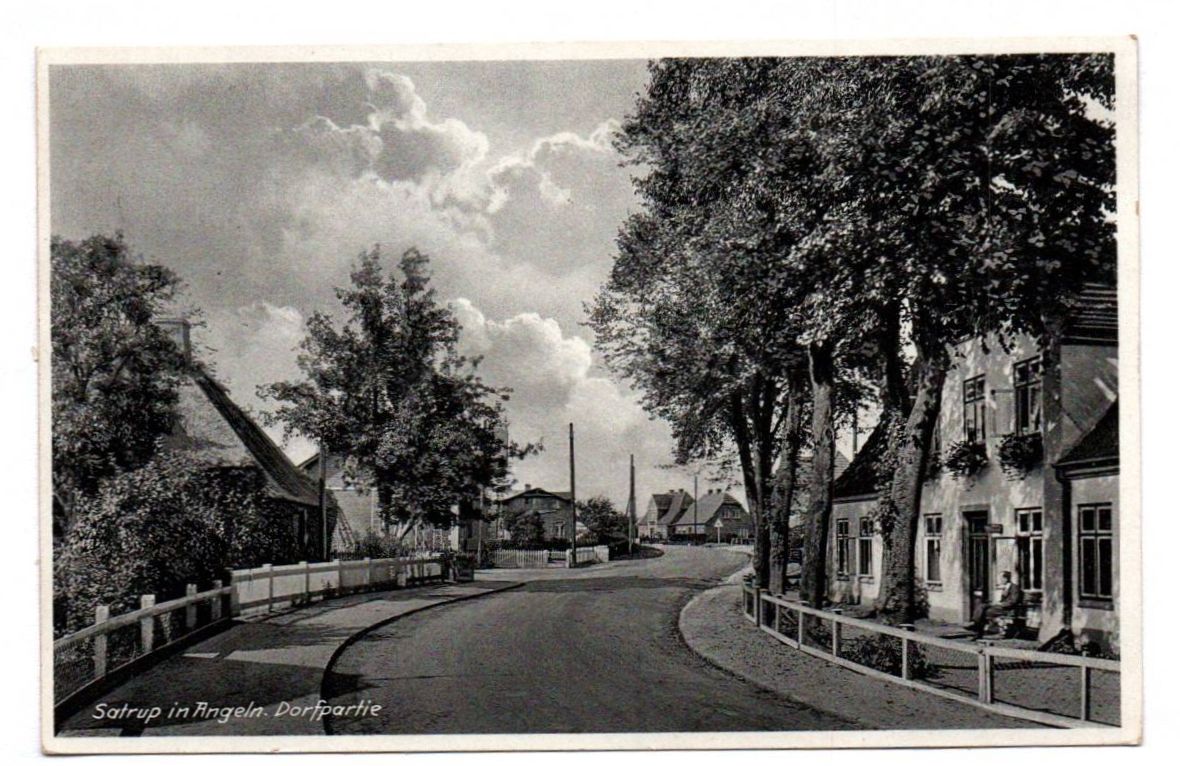 Ak Satrup in Angeln Dorfpartie 1938 Mittelangeln