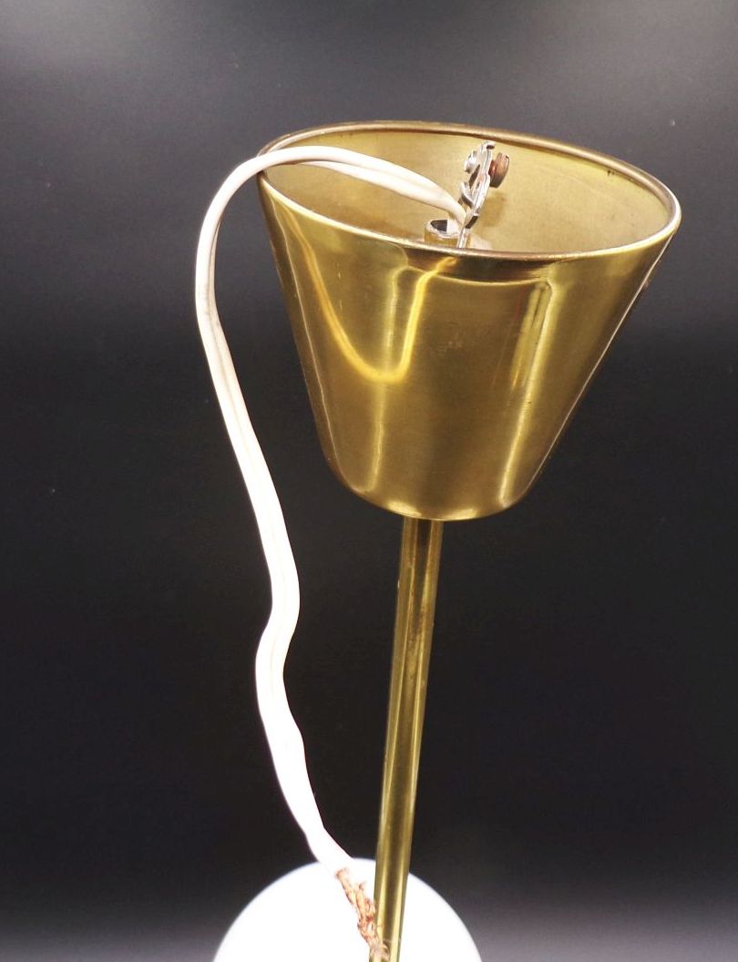 Edle Deckenlampe Kugel Weiß mit Messig 3er Deckenleuchte 