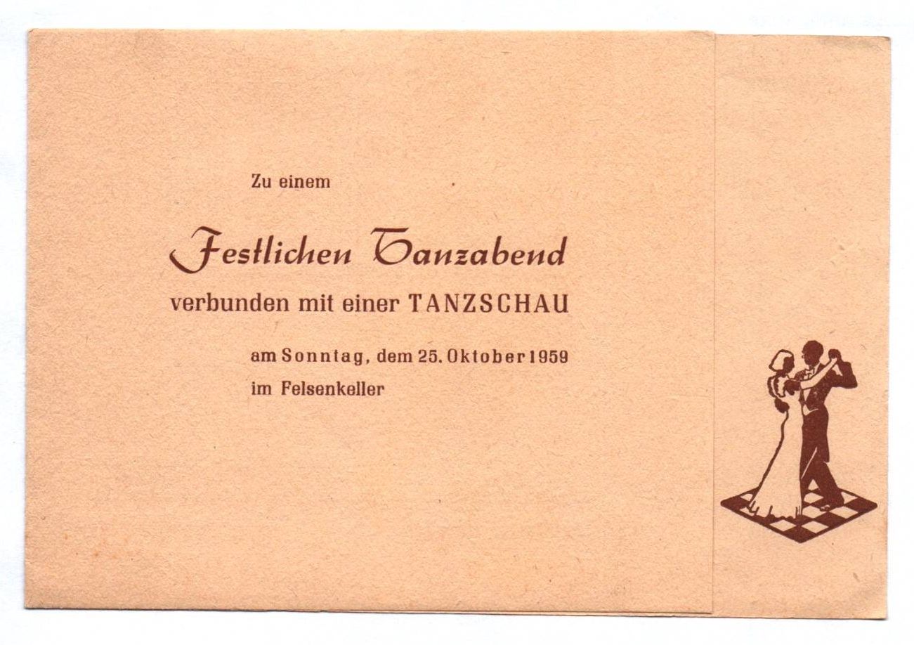 Einladung Tanzschule Käthe Schwind Leipzig 1959 Tanz Abend Felsenkeller Einladung Tanzschule Käthe Schwind Leipzig 1959 Tanz Abend Felsenkeller