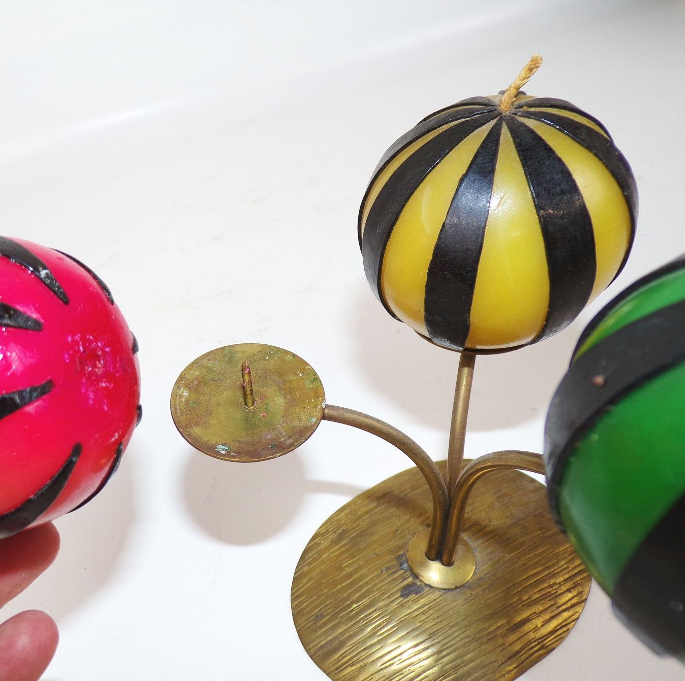 Alter Kerzenständer Kugelkerzen Messing 1950 er 1960 er Vintage Deko 