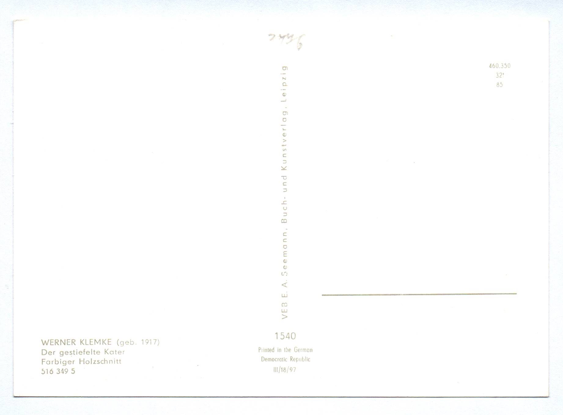 Künstler Ak Werner Klemke Der gestiefelte Kater