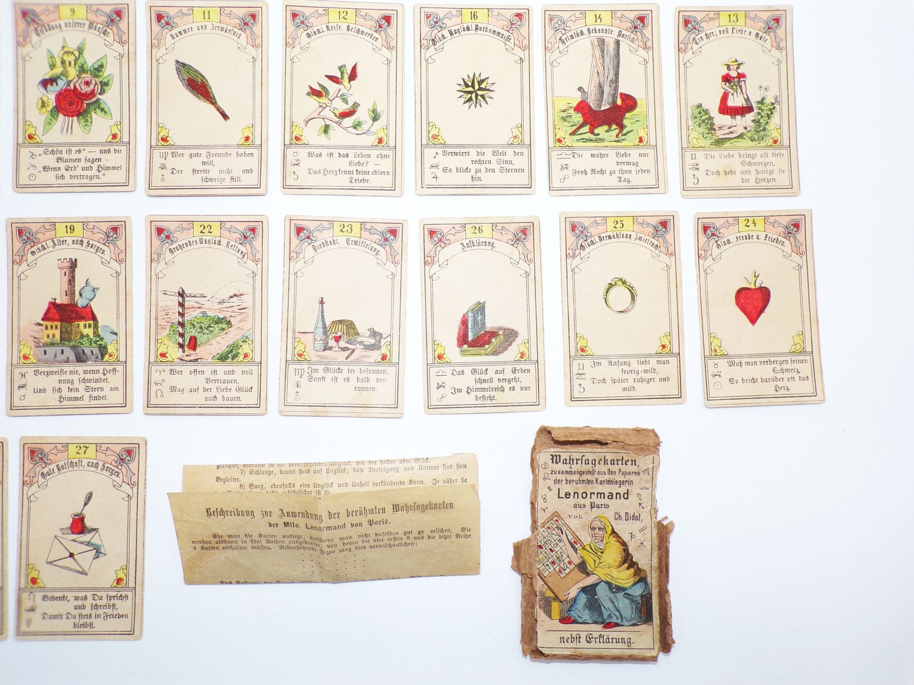 Wahrsagekartenspiel Tarot Lenormand aus Paris Ch Didot Gustav Kühn Neuruppin 