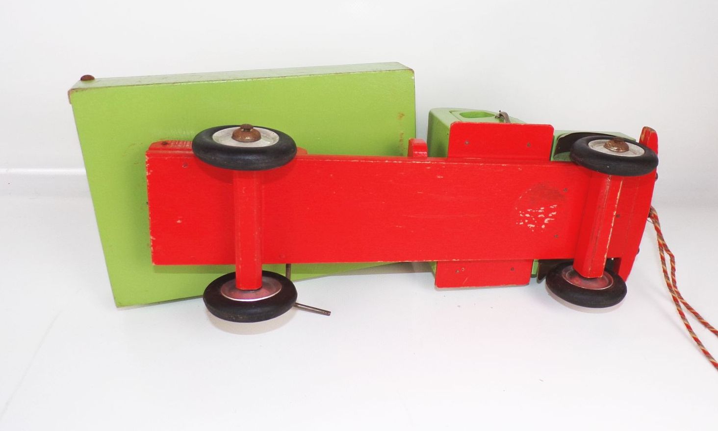 Alter Holz Lastwagen Pritschenwagen Grün Holzspielzeug DDR