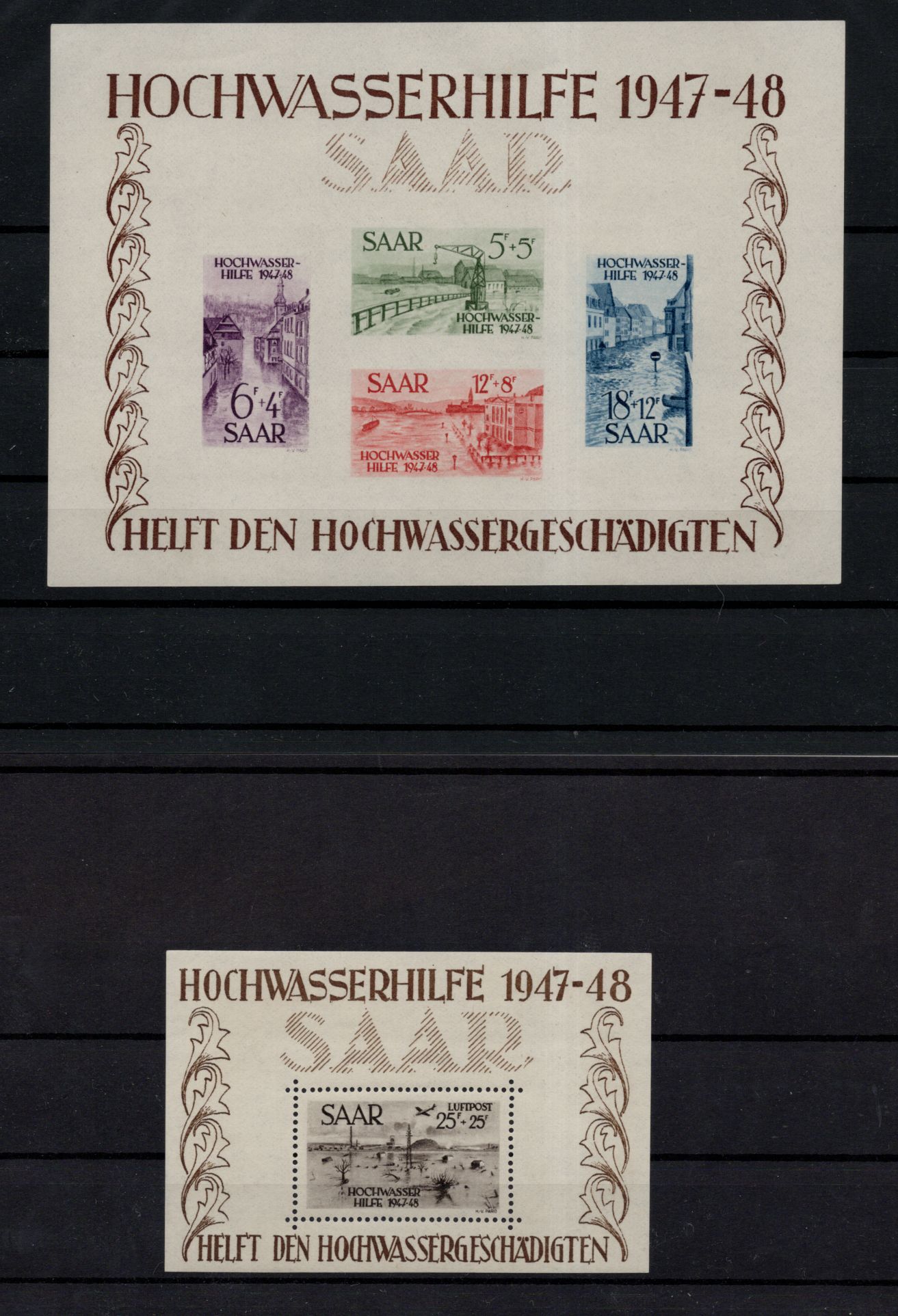 Saarland Hochwasserhilfe Michel Nummer Block 1 und 2 postfrisch