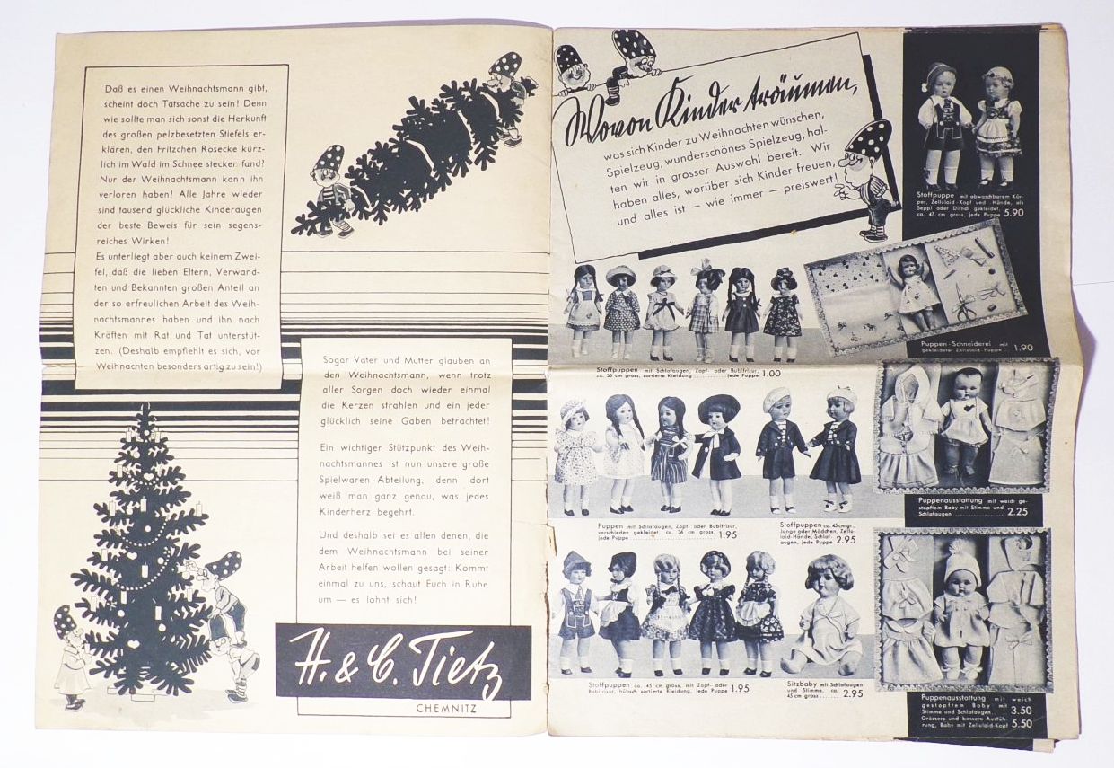 Spielwaren Katalog 1930er Tietz Chemnitz Puppen Militär Spielzeug