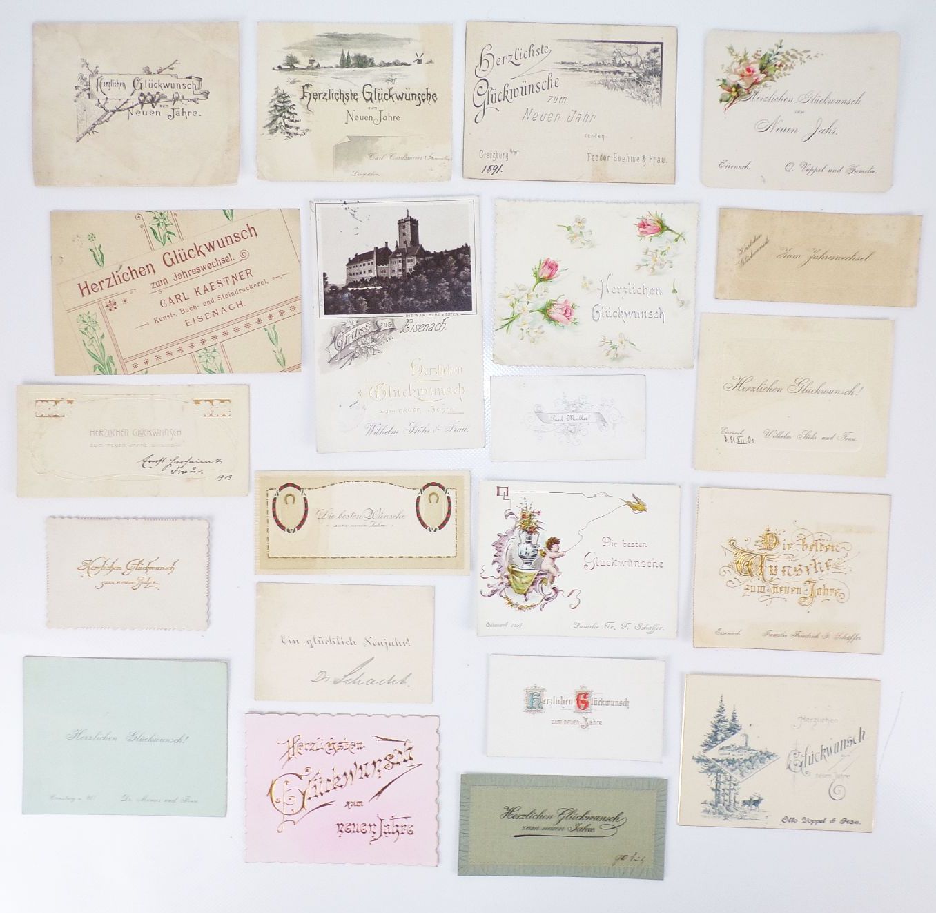 Konvolut alter Glückwunschkarten Neujahr Karten meist Eisenach um 1900 Konvolut alter Glückwunschkarten Neujahr Karten meist Eisenach um 1900