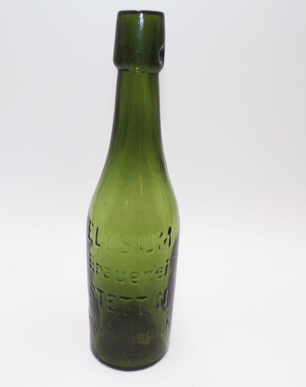 Alte Bierflasche Elysium Brauerei Stettin Unverkäuflich um 1930 Pommern