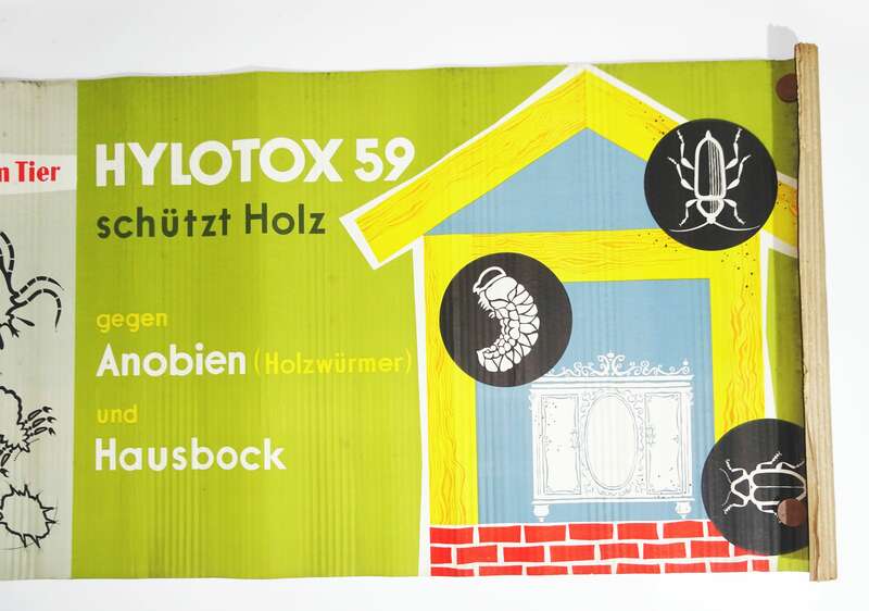 XXL Wellpappe Reklame Banner Flibol Pedix  Hylotox 59 Aufsteller 3 D Vintage 