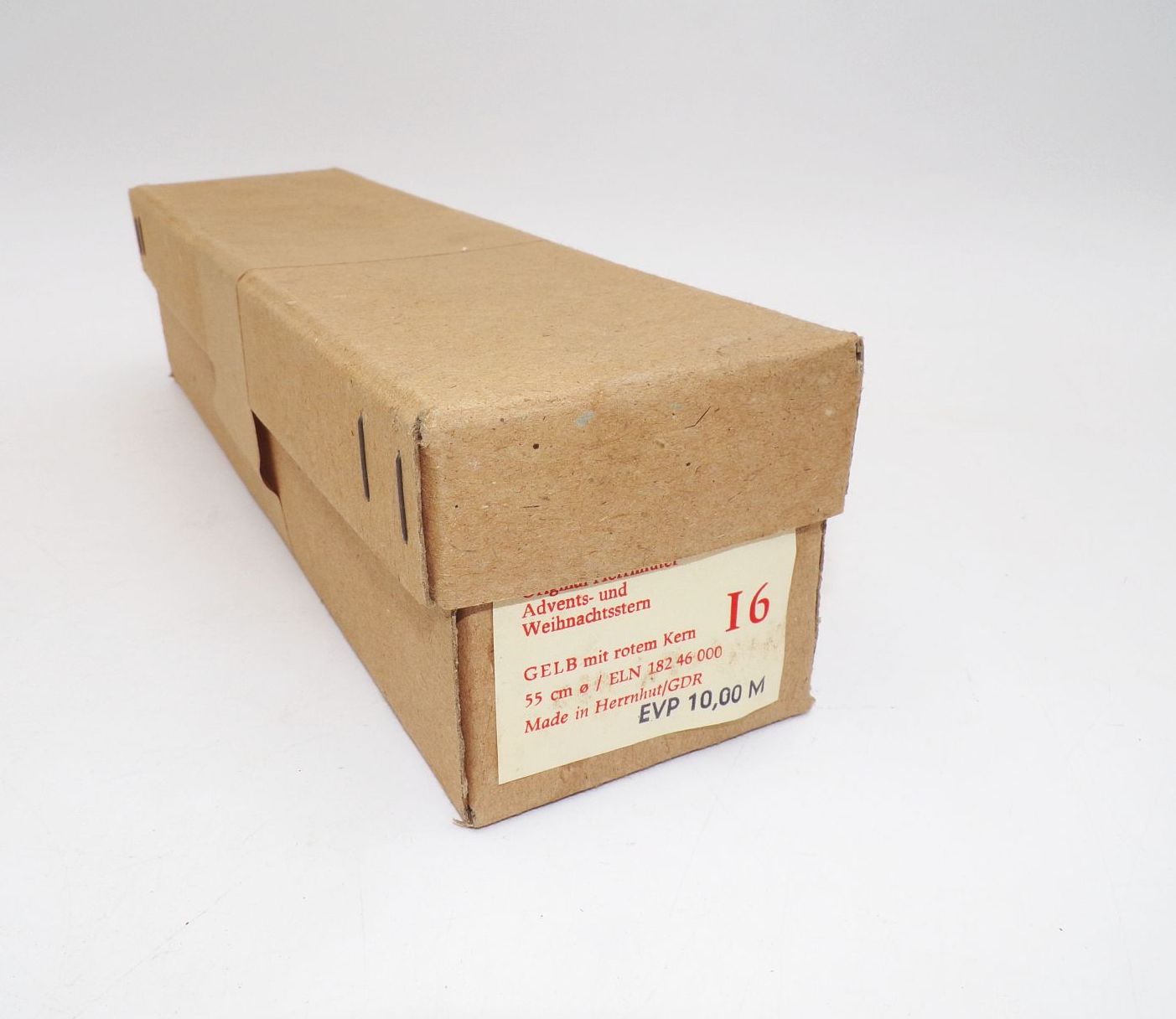 Herrnhuter Stern Papier D 55 cm Gelb mit rotem Kern Ungeöffnet DDR NOS