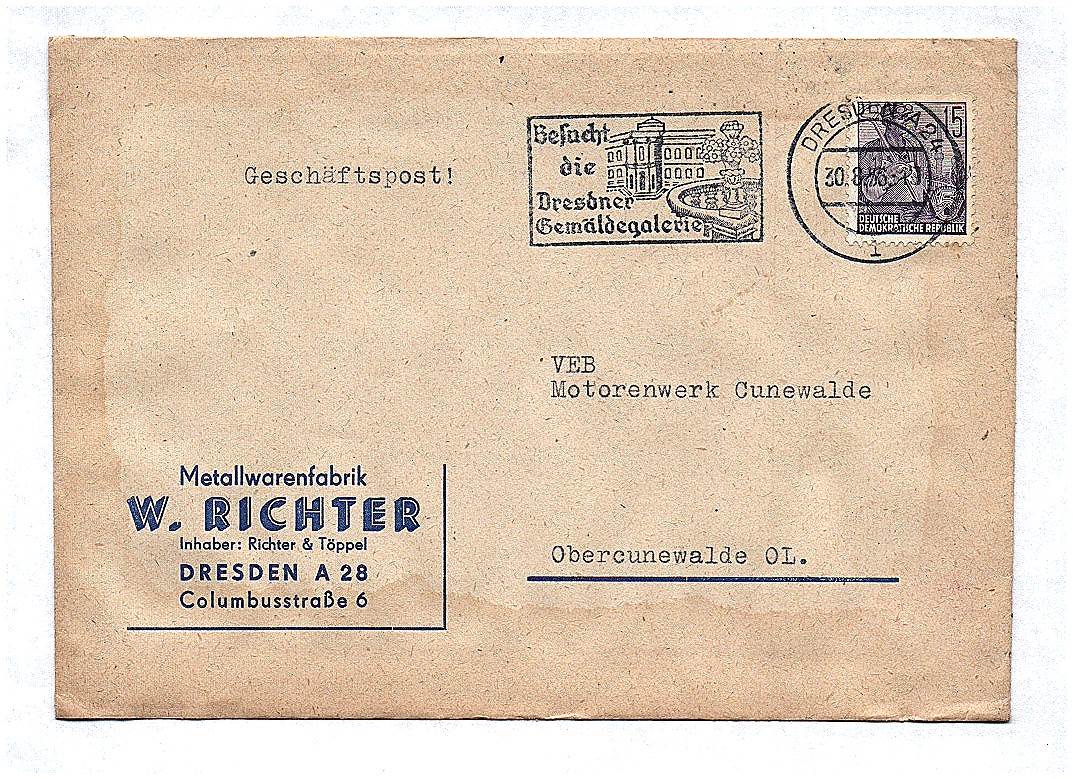 DDR 1956 Metallwarenfabrik W Richter Dresden Geschäftspost