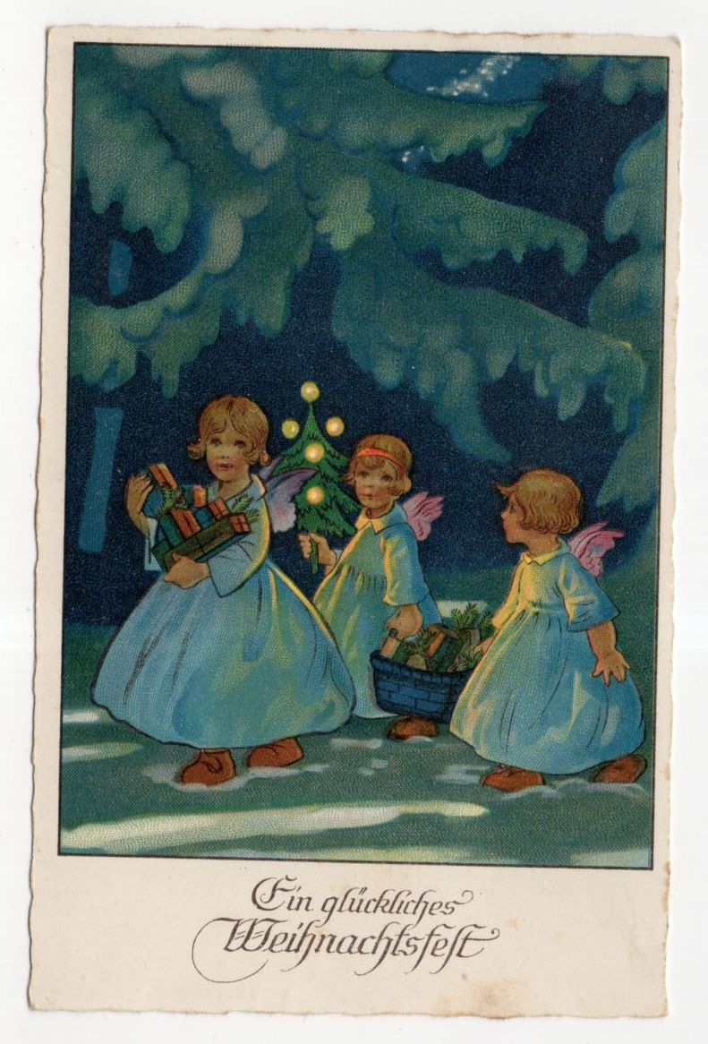 Künstler Ak Engel mit Geschenken Ein glückliches Weihnachtsfest 1927