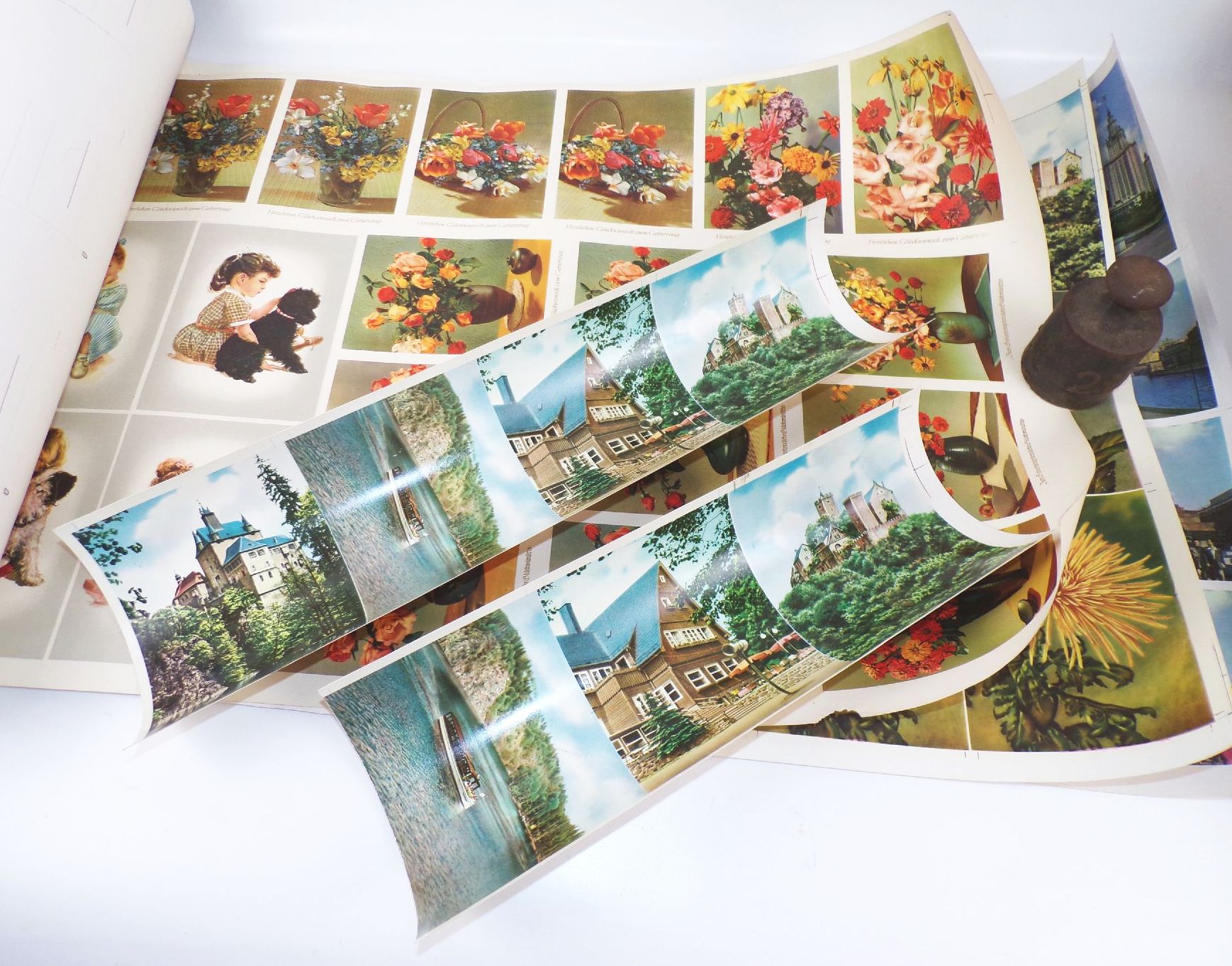 Druckbögen Muster DDR Ansichtskarten Postkarten Mecki Blumen Künster 