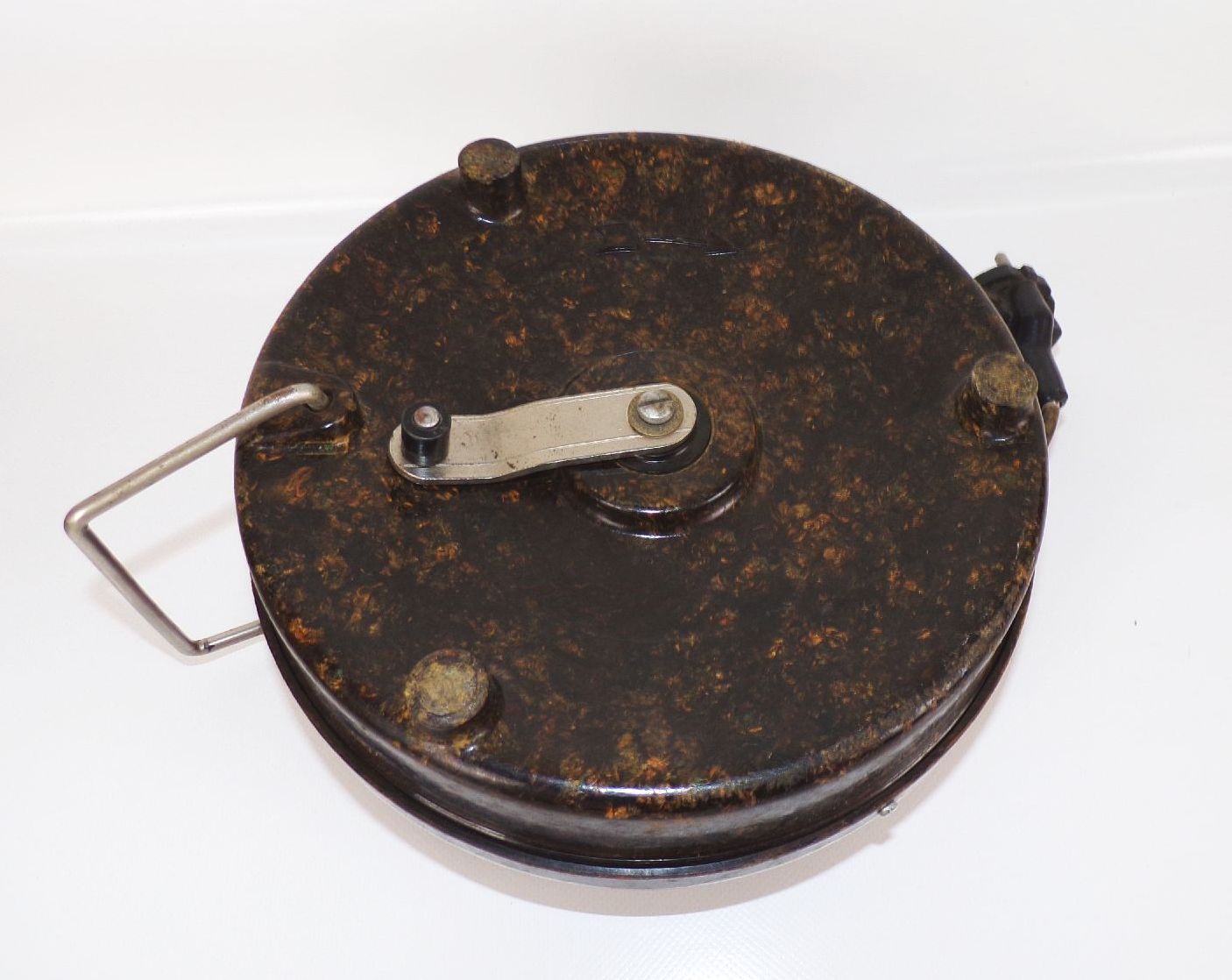 Kabeltrommel Stromfix KWO Bakelit 50er 60er Rund Tragbar Stromstecker 