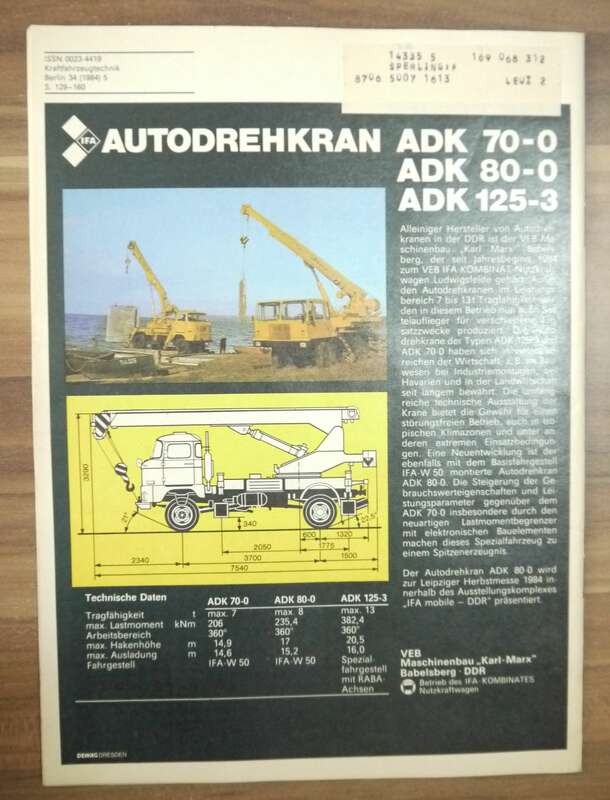IFA Auto Drehkrane KFT Heft DDR Mai 1984 Neues vom Skoda Vorstellung Camptourist 5 bis 3