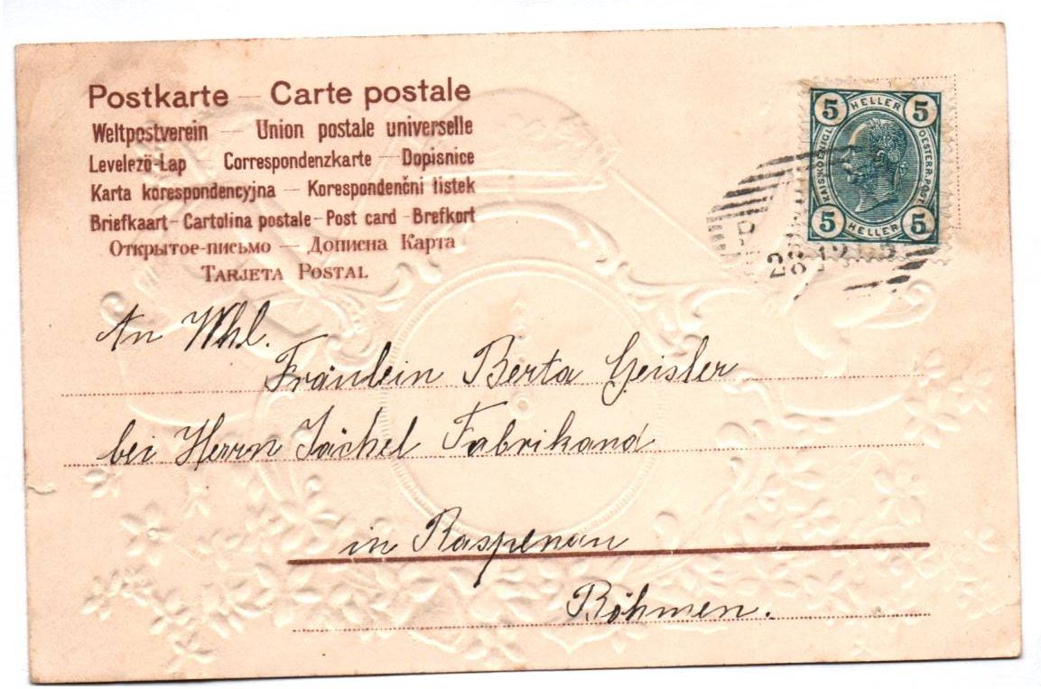 Präge Ak Engel mit Glocken Uhr geprägt Prosit Neujahr 1905