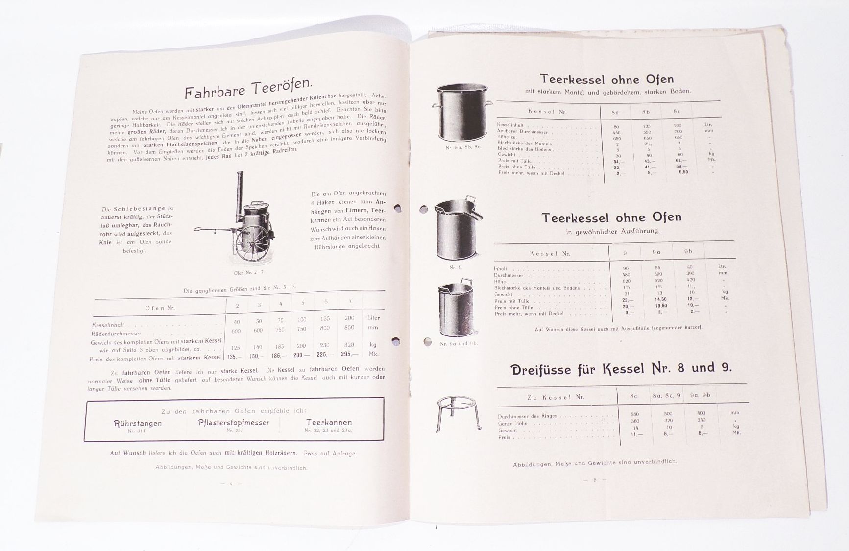 Alte Prospekte Teeröfen und Kessel Günther Neusalza Spremberg um 1910 