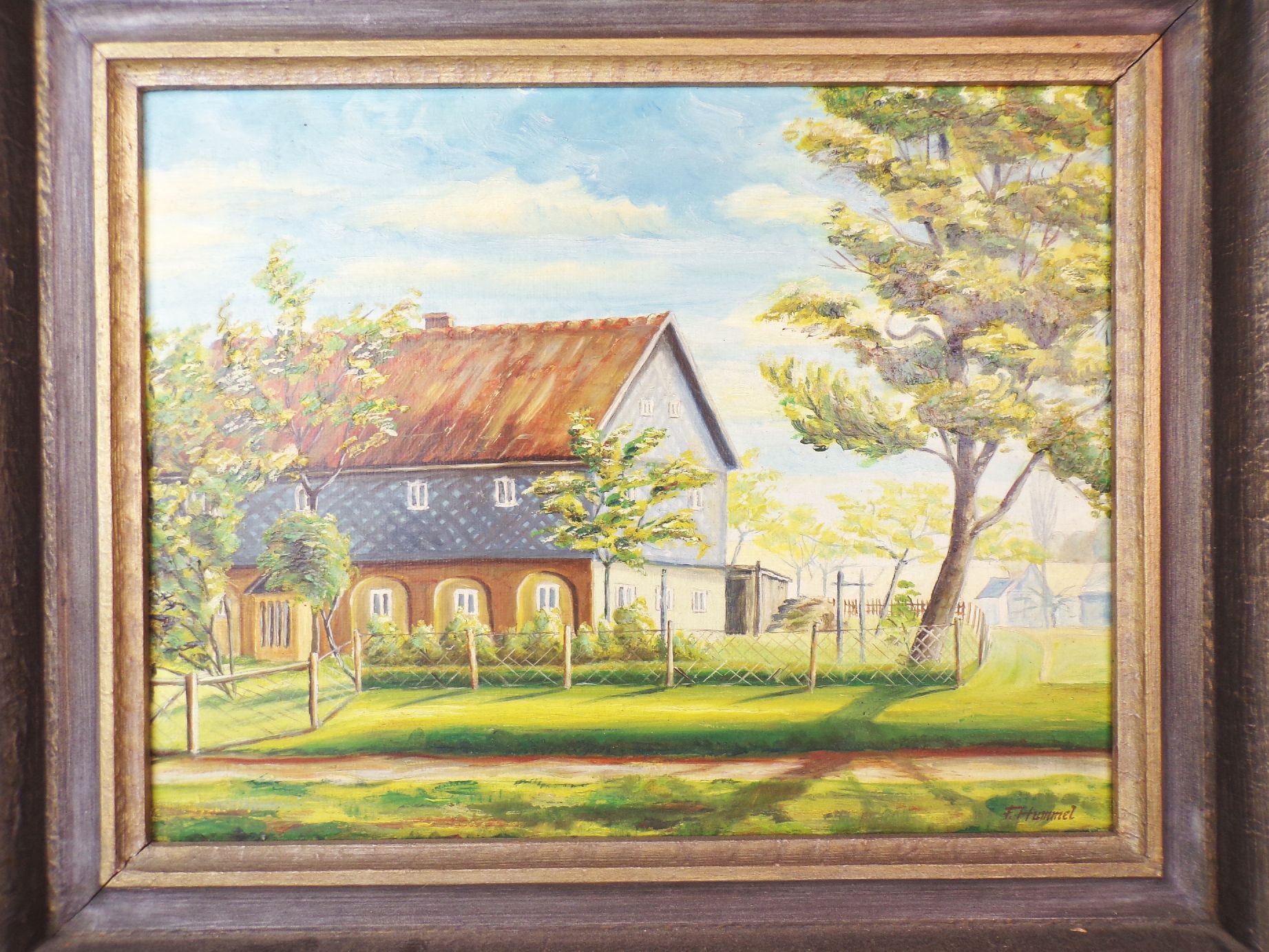 Ölgemälde Oberlausitz Umgebindehaus Fachwerkhaus Hummel 