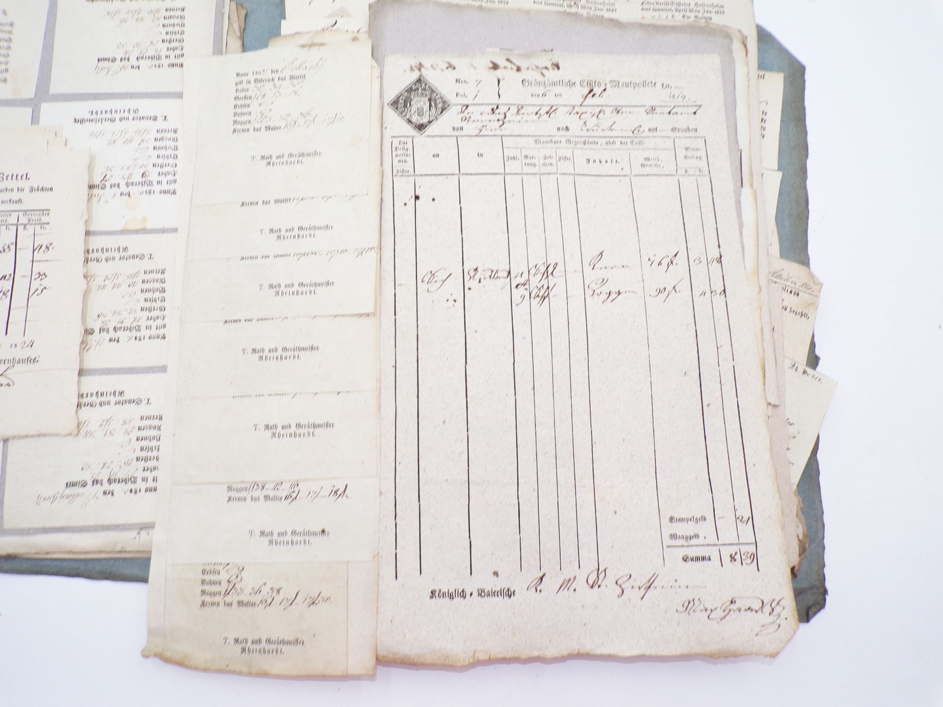Konvolut Quittungen Getreide Marktpreise Bayern Schwaben um 1834 Zoll Konvolut Quittungen Getreide Marktpreise Bayern Schwaben um 1834 Zoll