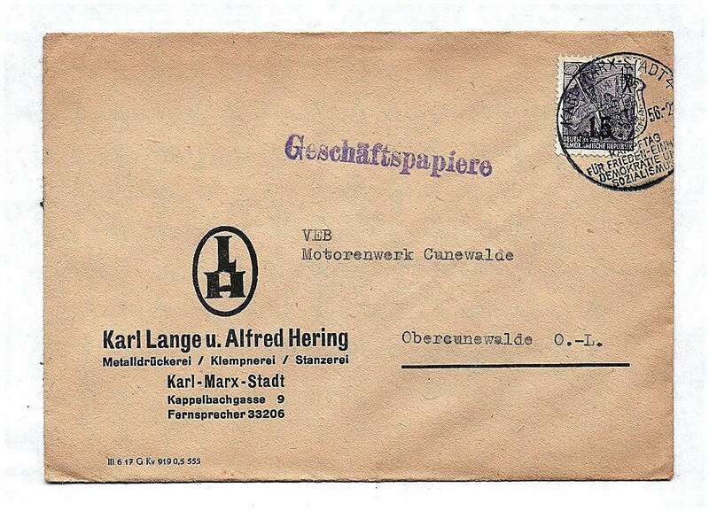 Geschäftspapiere Metalldrückerei Karl Marx Stadt 1956 DDR