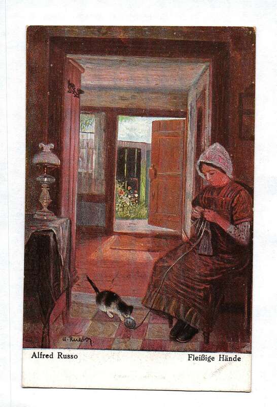 Ak Alfred Russo Fleißige Hände Gemälde-Postkarte 1920