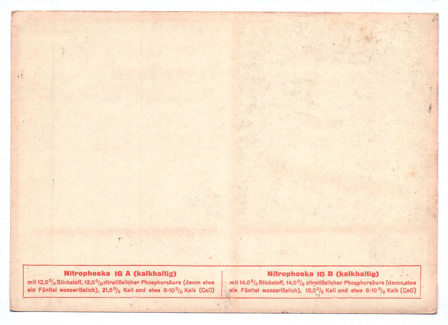 Postkarte Reklame Nitrophoska IG Das neue Volldüngemittel Postkarte Reklame Nitrophoska IG Das neue Volldüngemittel