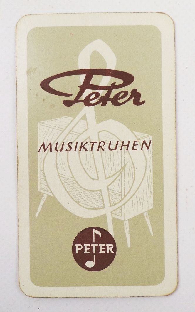 Feinste Doppelbild Karte Kartenspiel Skat Peter Musiktruhen Reklame 