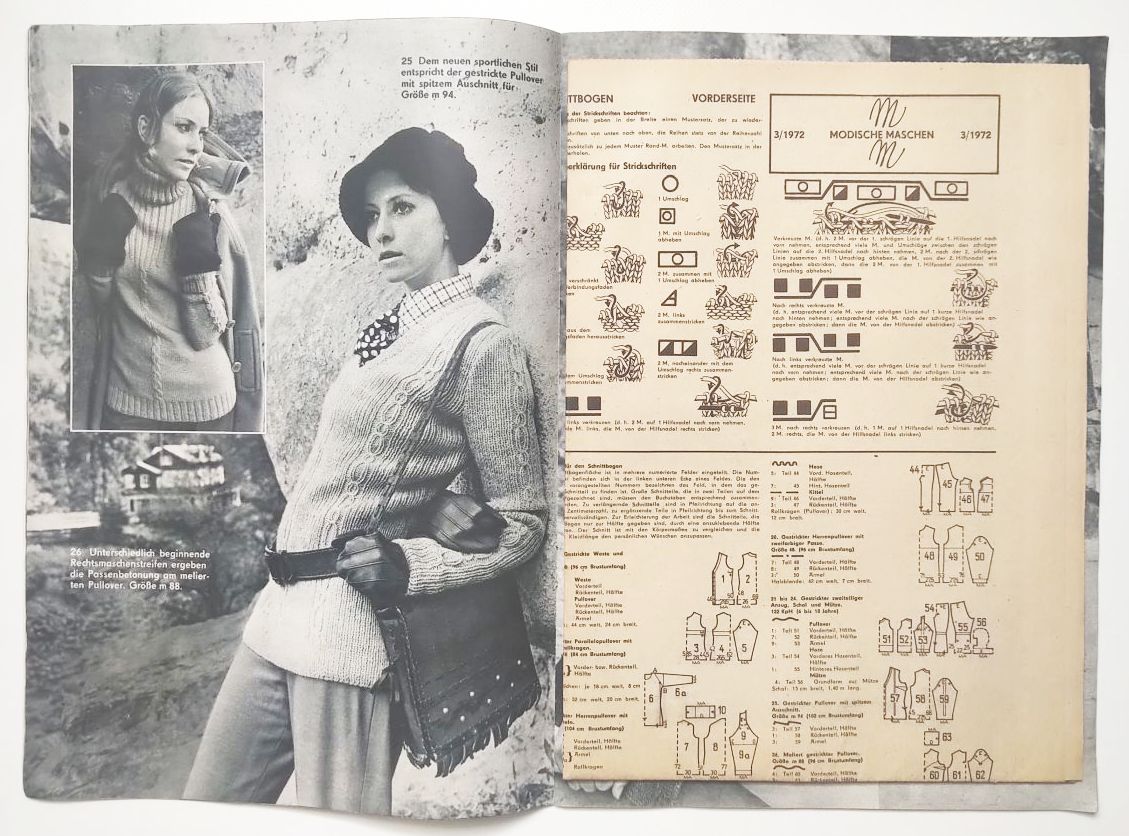 Modische Maschen 1972 Nr 3 mit Schnittmuster alte Modezeitschrift