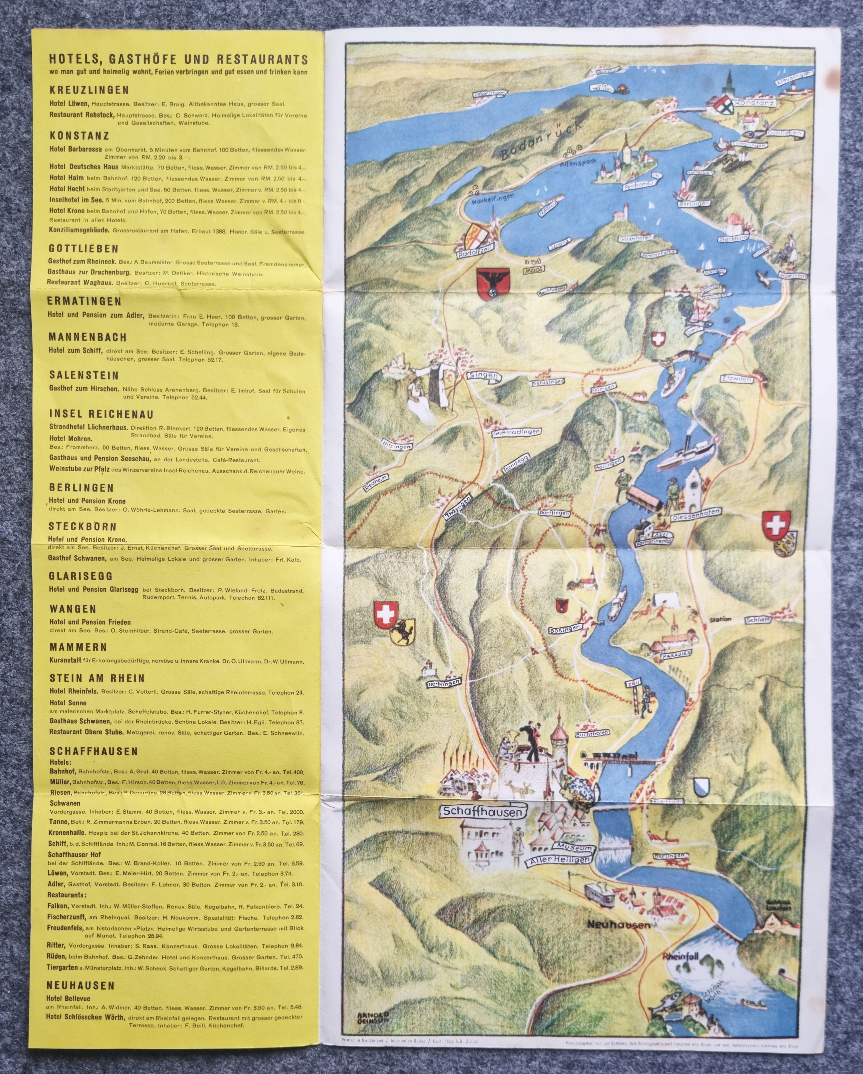 So fährt man auf dem Untersee und Rhein Schaffhausen mit Mundt alter Reiseprospekt 1937
