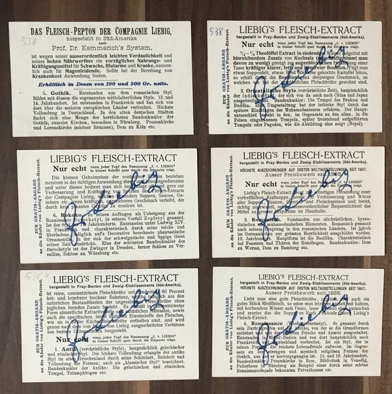 Sammelbilder Liebig Serie 538 Kunststyle 6 Stück