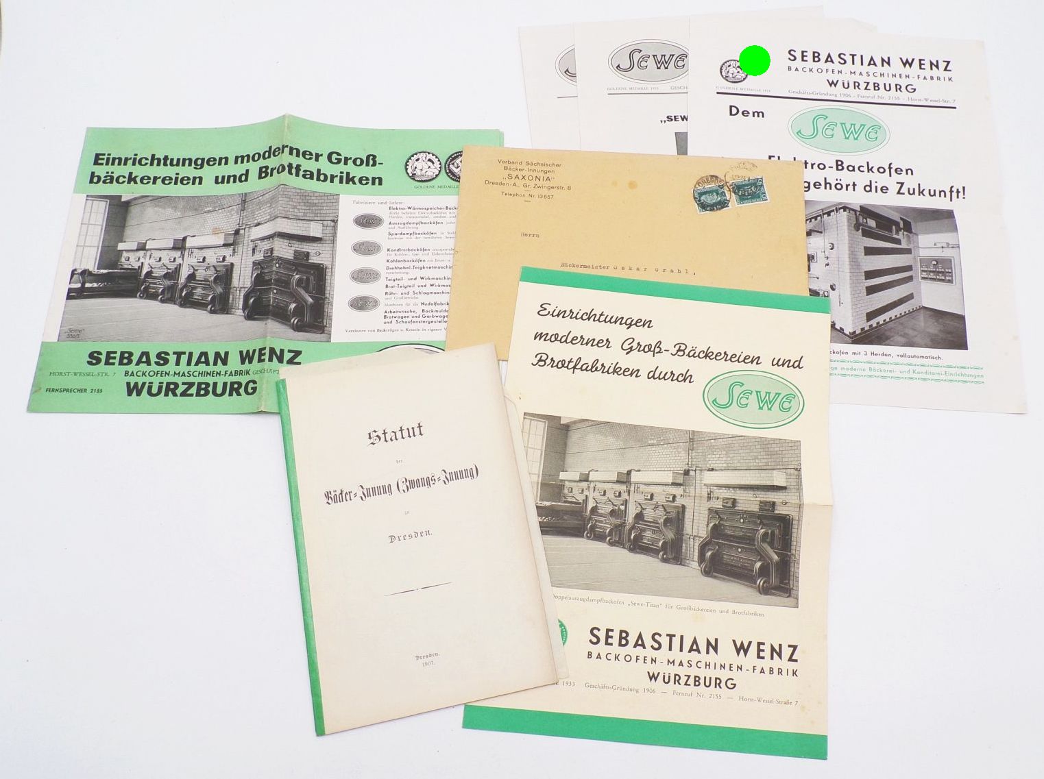 Lot Reklame Prospekt Bäckerei Ausstattung Wenz Würzburg um 1935
