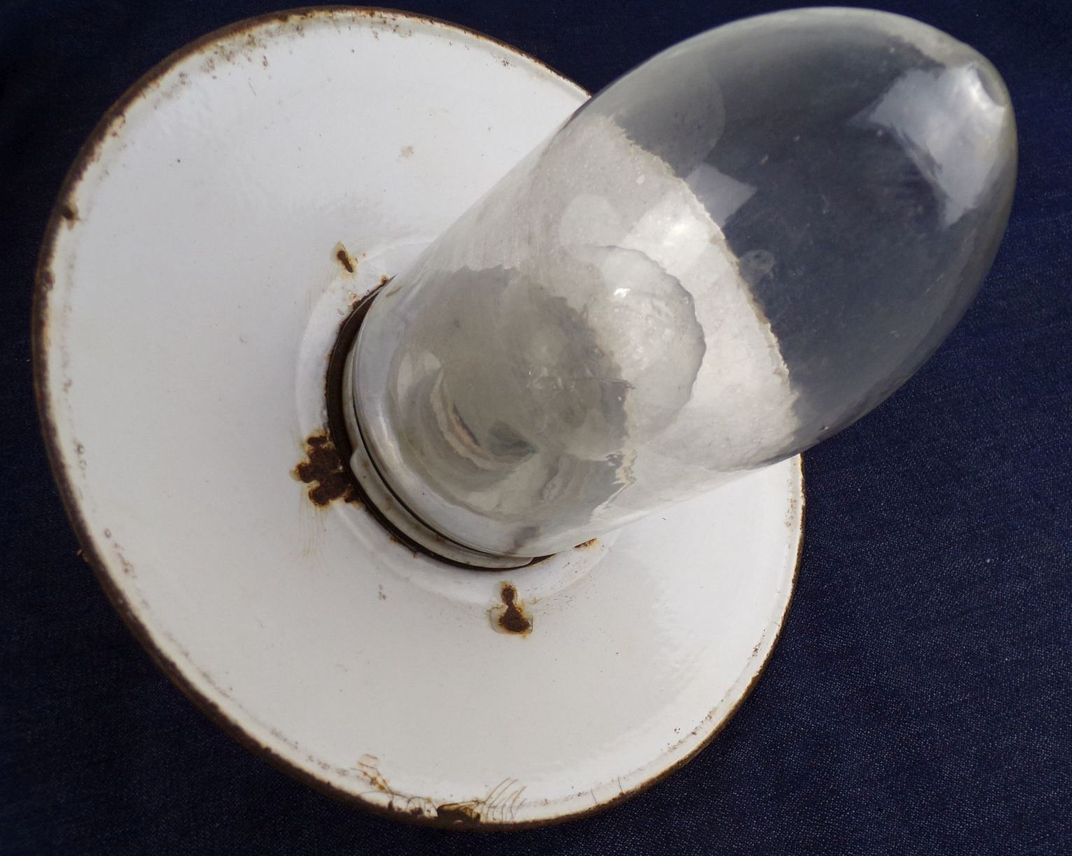 Alte Deckenleuchte Emaille Weiß E27 Glaskolben Loft Industrie Design Alte Deckenleuchte Emaille Weiß E27 Glaskolben Loft Industrie Design