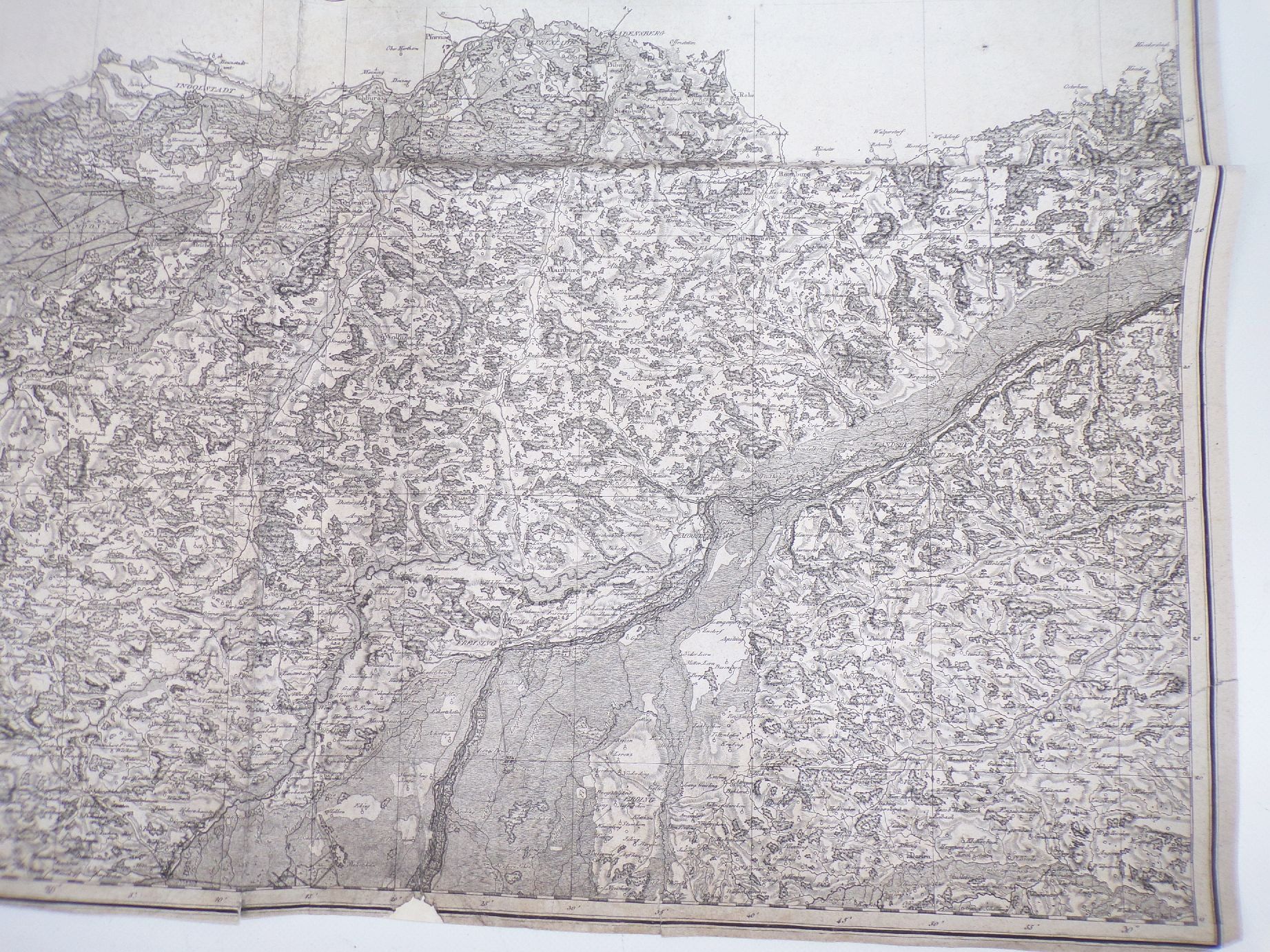 Übersichtskarte kgl Jagd Reviere im Leibgehege Münsingen Bayern um 1840 Karte