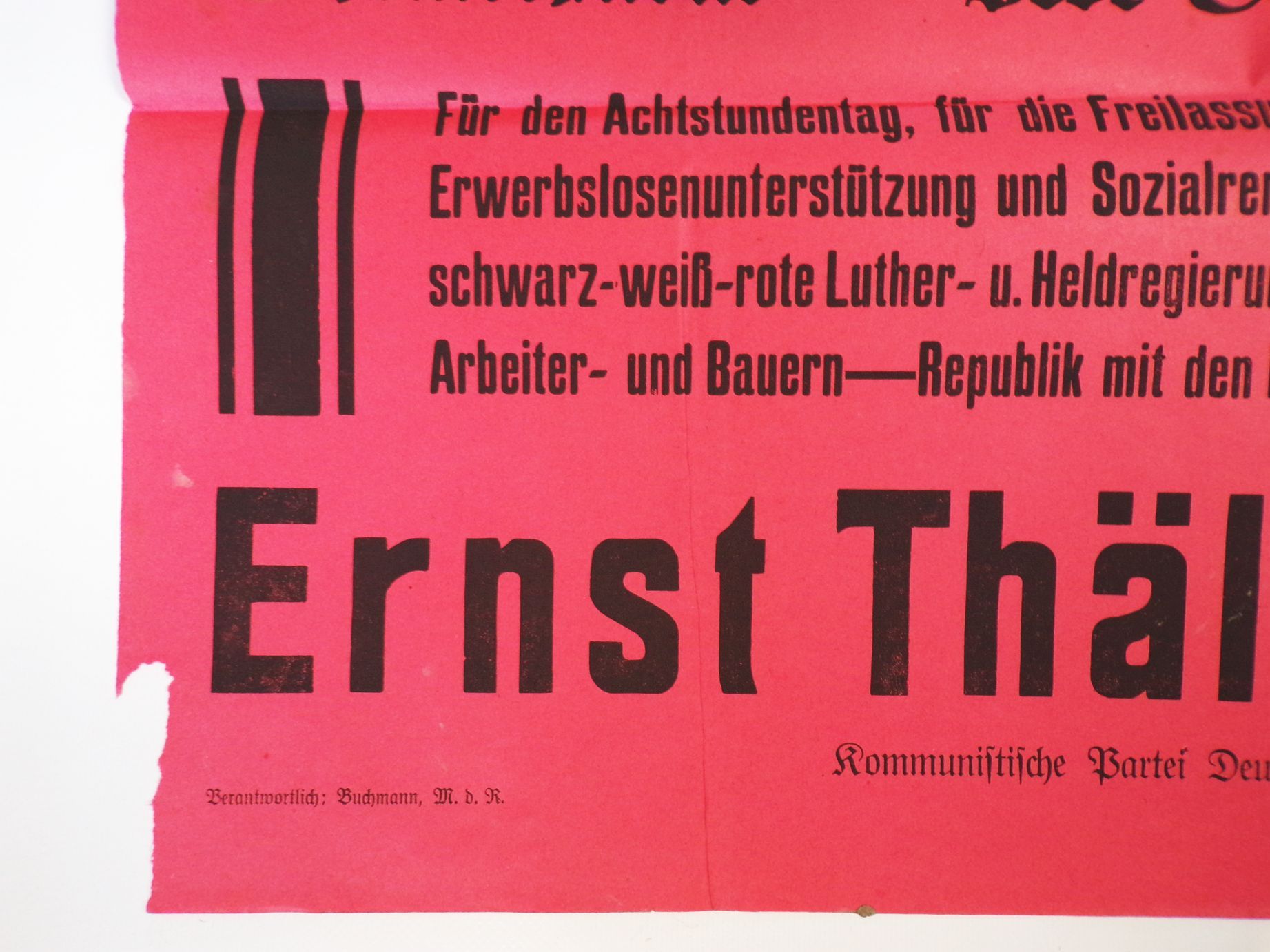 Original Plakat Ernst Thälmann KPD gegen Hindenburg Marx um 1920 Poster